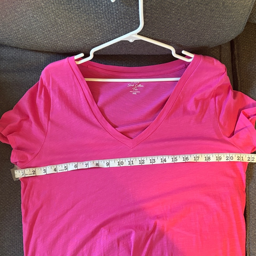 J. Crew Bright Pink V-Neck Short Sleeve vintage cotton Tee size XXL - Picture 6 of 6